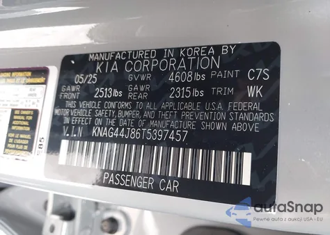 2026 Kia K5 Gt from USA, damaged, VIN KNAG44J86T5397457